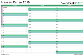 Jahreskalender 2021 mit feiertagen und kalenderwochen (kw) in 19 varianten, a4, hoch & quer. Ferien Hessen 2019 Ferienkalender Ubersicht
