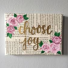 Choose Joy Floral Book Pages Quote Canvas 5x7 In Wall Art Diy Art Crafts Arts And Crafts
