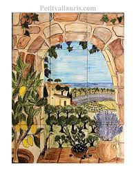 Carrelage extérieur de terrase smooth par bradstone. Fresque Murale Sur Carrelage En Faience Motif Artisanal Trompe L Oeil Paysage Mediterraneen 60x80