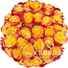 Benchmark bouquets life is good flowers orange, with vase (fresh cut flowers). Yellow Orange Roses 40cm Is A Bouquet Of Fresh Cut Flowers Krokus Is The Best Online Shop Flower Delivery In Riga