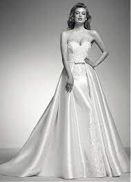 Glamorous Satin Sweetheart Neckline 2 In 1 Wedding Dress With Beaded Lace Appliques De Pronovias Wedding Dress Wedding Dresses Wedding Dress Detachable Skirt