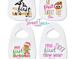 Baby Bib Set , Baby Bib Gift Set , Personalized Bibs , My First Halloween  Bib , My First Thanksgiving Bib , My First Christmas Bib