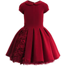 Red Neoprene Couture Dress With Flowers Baby Girl Dresses Little Girl Dresses Kids Dress