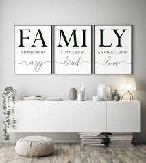 Family Sign Family A Little Bit Of Crazy Print Set Of 3 Prints Family Quotes Home Decor Signs Living Room Wall Art Bedroom Wall Decor Prints Family Room Walls Wall Decor Bedroom Living Room Wall