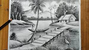 Maybe you would like to learn more about one of these? How To Draw Easy Pencil Sketch Scenery Landscape Pahar And River Side Scenery Drawing Youtube