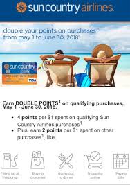 See the online credit card applications for details about the terms and conditions of an offer. Sun Country Airlines Visa Signature Card Double Points Promotion Targeted