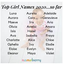 Top Baby Names 2020 So Far Nameberry Baby Name Blog Girl Names 2020 Girlnames2020 The New Top Girl Name For 2020 So Far Is Luna Replacing Olivia He 2020