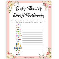 Check out our baby shower emoji game selection for the very best in unique or custom, handmade pieces from our party games shops. Baby Emoji Pictionary Printable Spring Floral Baby Shower Games Ohhappyprintables