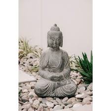 Xbrand Cr2309bdgr 23 62 In H X 9 06 In W Gray Buddha Garden Statue Lowes Com In 2021 Buddha Garden Buddha Zen Zen Meditation Garden