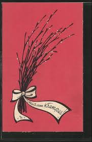 Vint Pc Gruss Vom Krampus Rute With Einer Schleife Creepy Christmas Krampus Vintage Christmas Cards