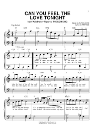 Can You Feel The Love Tonight Clarinet Sheet Music Easy Piano Sheet Music Saxophone Sheet Music