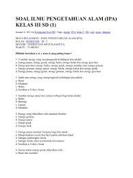 Soal Ilmu Pengetahuan Alam