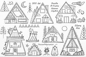 Black And White House Clipart Png Doodle A Frame Houses Clipart Vector Eps Ai Png Doodle Houses Clip Art Transparent Background For Personal And Commercial Use Clipart Doodle Dibujos