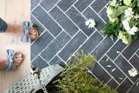 A herringbone tile pattern featured in a sophisticated bathroom remodel and tips for a classic bathroom by nashville's kristie barnett this is a remodel of a guest bathroom in a client's home that turned out really lovely, and i just can't wait to show you! Slate Herringbone Entry Way A Timeless And Durable Design Remington Avenue