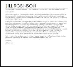 Regulatory Affairs Manager Cover Letter Sample Cover Letter Templates Examples