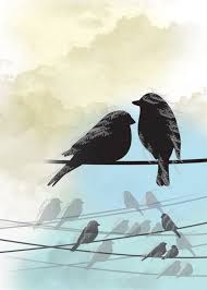 Two Birds On A Wire Painting Pin By Susan Goodman On Art Bird Birds Tattoo Birds