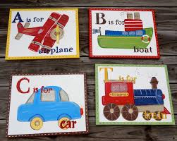 Transportation Wall Art Canvas Boy S Room Decor Car Train Boat Plane Custom Painted 11x14 Ma Nursery Canvas Art Transportation Room Decor Boys Room Design