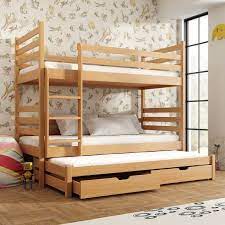 lit superpose tomi 3 couchages hetre bunk beds bunk bed with trundle wooden bunk beds