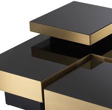 Center your space with a gorgeous coffee table, and add side tables for displaying plants, photos, and treasures (and as parking spots for delicious beverages!). Casa Padrino Luxury Coffee Table Set Brass Black 2 L Shaped Living Room Tables With 2 Square Trays Living Room Furniture Luxury Collection
