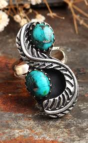 Western Style Turquoise Jewelry Chunky Feather Ring Handmade Statement Boho Sterling Sil Turquoise Jewelry Rings Turquoise Stone Jewelry Silver Jewelry Design