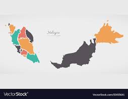 Malaysia Map Vector Free Download Malaysia Map With States And Modern Round Shapes Vector Image 1000 X 780 Pixels Map Vector Vector Free Vector Free Download