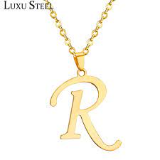 2021 Luxusteel New Arrival Trendy Alphabet Capital R Letter Pendant Necklace For Women Gold Color Letter Necklace With Chain From Cxk3 5 73 Dhgate Com Letter Pendant Necklace Letter Pendants Diamond Pendants Designs