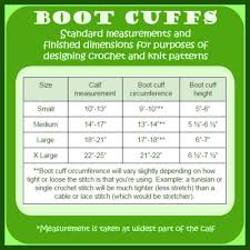 Sizing Chart For Calf Boot Cuffs Crochet Basics How