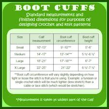 Sizing Chart For Calf Boot Cuffs Crochet Basics How
