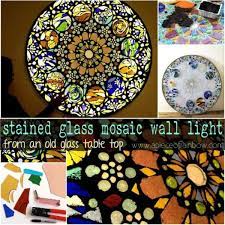 It is so easy to make your old ugly table into something unique and perfect! Turn An Old Glass Table Top Into A Stained Glass Mosaic Wall Light Art Recyclart