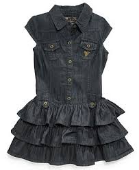Guess Girls Dress Little Girls Denim Ruffle Dress Kids Macy S Denim Ruffle Dress Girls Denim Girl Fashion