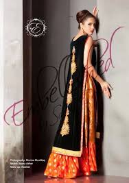 Black Orange Pakistani Party Wear Dresses Net Dresses Pakistani Dresses