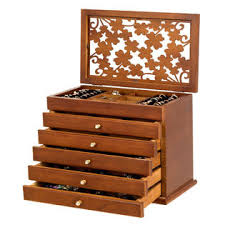 Available for 3 easy payments. Costway Large Wooden Jewelry Box Cabinet Armoire Case W 5 Drawers Acrylictop Brown