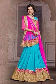 Sky blue with baby pink color combination embroidered lehenga ff10006. Sky Blue And Pink Color Designer Lehenga Designed With Broad Embroidred Manjubaa Clothing 353380
