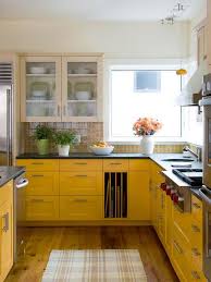 Fresh And Cool Minimalist Yellow Kitchen Design With Cabinet To Raise Your Mood In 2020 Bold Kitchen Yellow Kitchen Cabinets Yellow Kitchen Designs