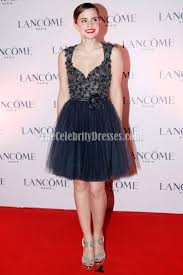 Where should i wear a party dress? Emma Watson Navy Blue Short Cocktail Dress Lancome Dinner Celebrity Party Dresses Thecelebritydresses