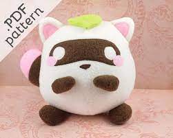 Tanuki Japanese Raccoon Dog Sewing Pdf Pattern Plush Stuffed Animal Japanese Raccoon Dog Raccoon Dog Basic Sewing Kit