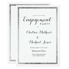 Simple Elegant White Faux Silver Modern Engagement Card Wedding Invitations Cards Custom Engagement Card Design Engagement Cards Engagement Party Invitations