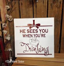 He Sees You When You Re Drinking Christmas Wall Art Etsy In 2020 Christmas Party Decorations Christmas Wall Art Holiday Diy Projects