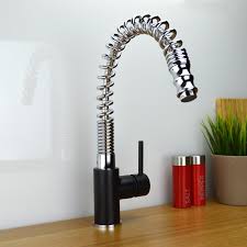 Heable kitchen sink mixer tap with pull down sprayer chrome. Enki Kt031 Kitchen Mixer Tap With Pull Out Spray Single Lever Modern Monobloc Swivel Spout Black And Chrome Spring Neck Swiss Pro House Of Enki