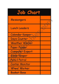 english worksheets classroom job chart