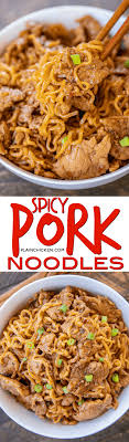 Spicy Pork Noodles Ready To Eat In 10 Minutes Only 5 Ingredients Great Weeknight Meal Great Way To Use Up Leftover Spicy Pork Pork Recipes Pork Noodles