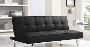 This convertible futon is designed with reclined backrest,the materials used are premium faux leather with 4 black metal legs, showing a classic and elegant style, usually used for condo,apartment,dorm space and guests room. This Serta Futon Is On Sale For 85 Off At Walmart