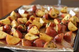 Wash Whole Ruby Lou Potatoes In Water And Dry Cover With A Mixture Of Olive Oil Diced Garlic And Red Potato Recipes Healthy Side Dishes Roasted Red Potatoes