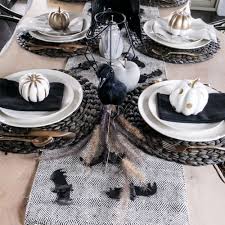 Black And White Halloween Table Decor Black And White Halloween Table Decorations Halloween Table Decorations Dining Table Black Halloween Table