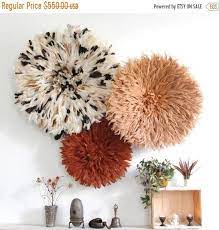 Set Of 3 Juju Hats White With Speckled Brown At 60cmpeach Etsy Juju Hat Interior Wall Decor Bamileke Juju Hat