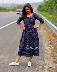 Pin By Yohana Dechubby On Casuals Kurtis Kalamkari Dresses Ikat Dress Ikkat Dresses