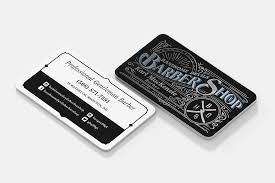 The business card design has a clean, retro vibe but with a modern twist. Barber Shop Business Cards Bitem