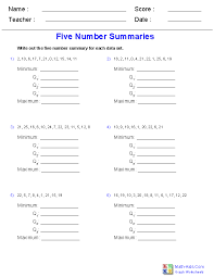 Quartile Five Number Summary Worksheets Graphing Worksheets Graphing Charts And Graphs