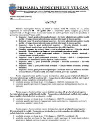 Desfasuram proiecte de recrutare pentru 20 de domenii dintre care aminitim: Fillable Online E Vulcan Anunt Angajare 08042014 Primaria Municipiului Vulcan E Vulcan Fax Email Print Pdffiller