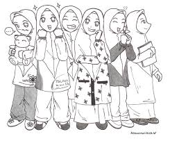 2019 gambar kartun muslimah terbaru kualitas hd. Sketsa Gambar Muslimah